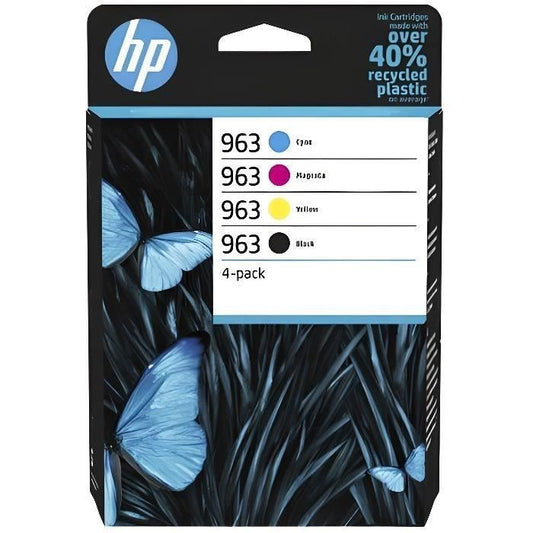 HP 963 Original Ink Cartridges, Black / Cyan / Magenta / Yellow (6ZC70AE) 4-Pack for HP OfficeJet Pro 9010/9020 Printers