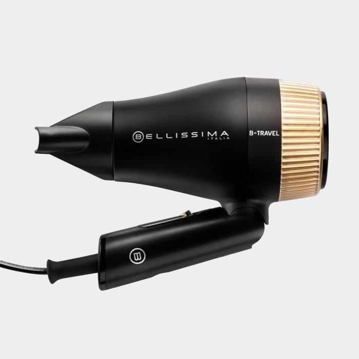 Hair Dryer - Bellissima - Compact Travel For All Hair Types - Folding Handle - 2 Combinations & Travel Case - 1400W