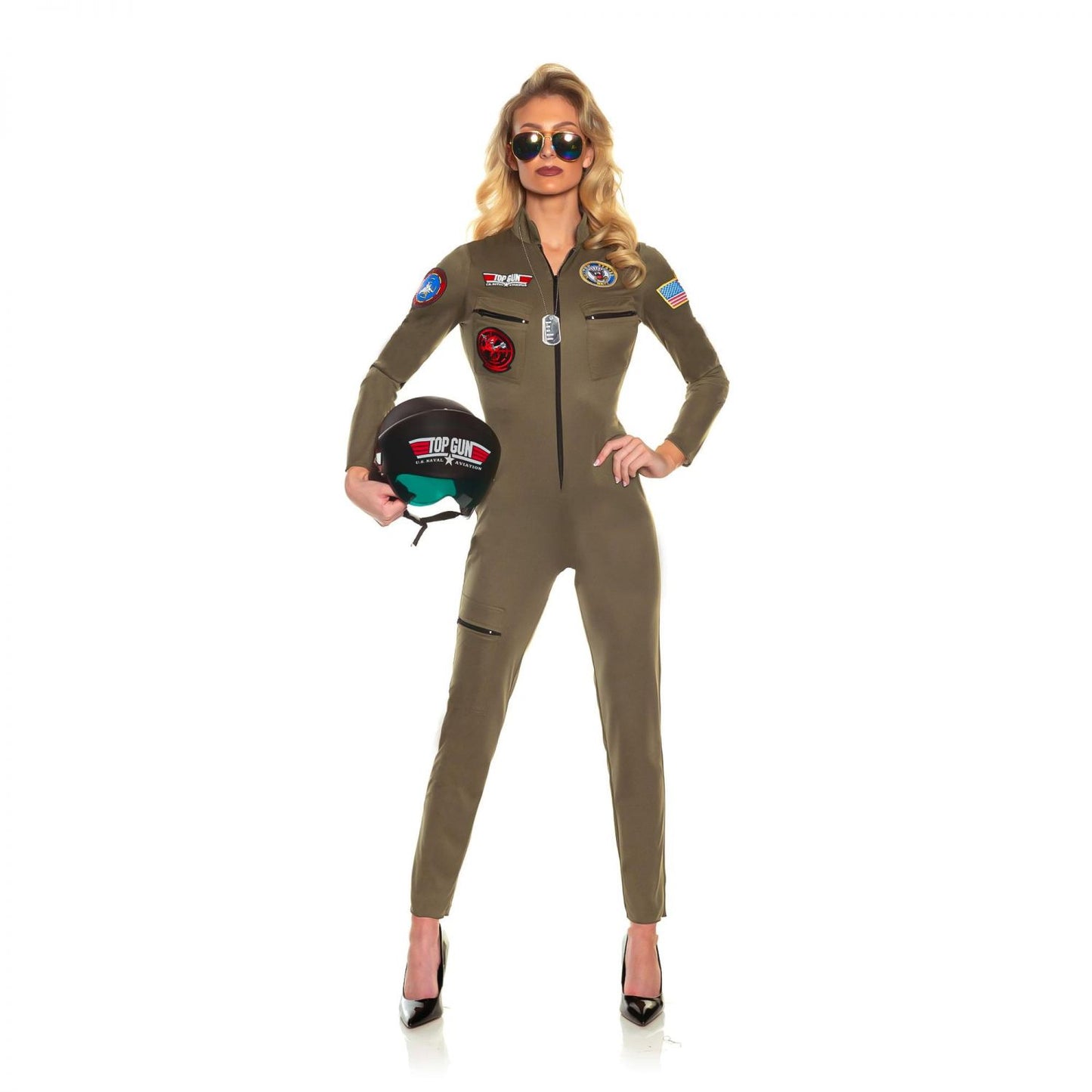 Top Gun Women's US Navy Pilot Costume Jumpsuit | Medium