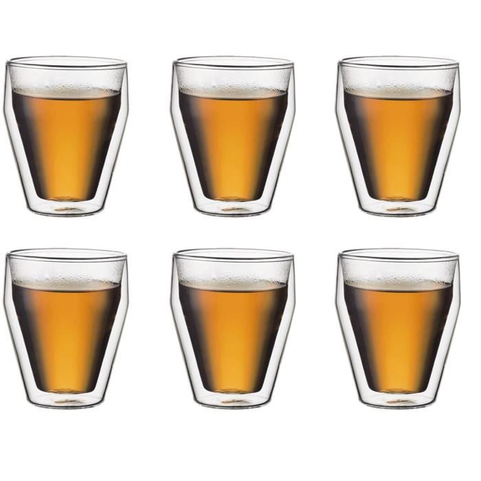 Set of 6 thermo glasses - BODUM - Titlis - Double wall - 0.25 l - Transparent