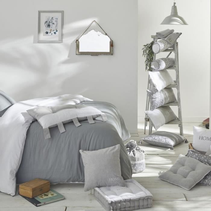 Polochon Cushion - TODAY - CHARME - Dark Grey Capucine Print - 45 x 15 cm