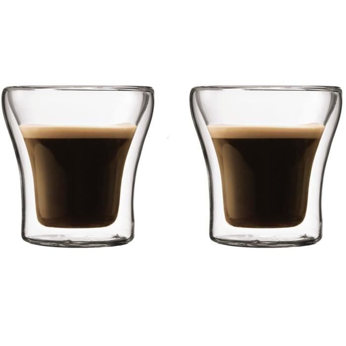 Set of 2 glasses - BODUM - Assam - Double wall - 0.1 l - Transparent