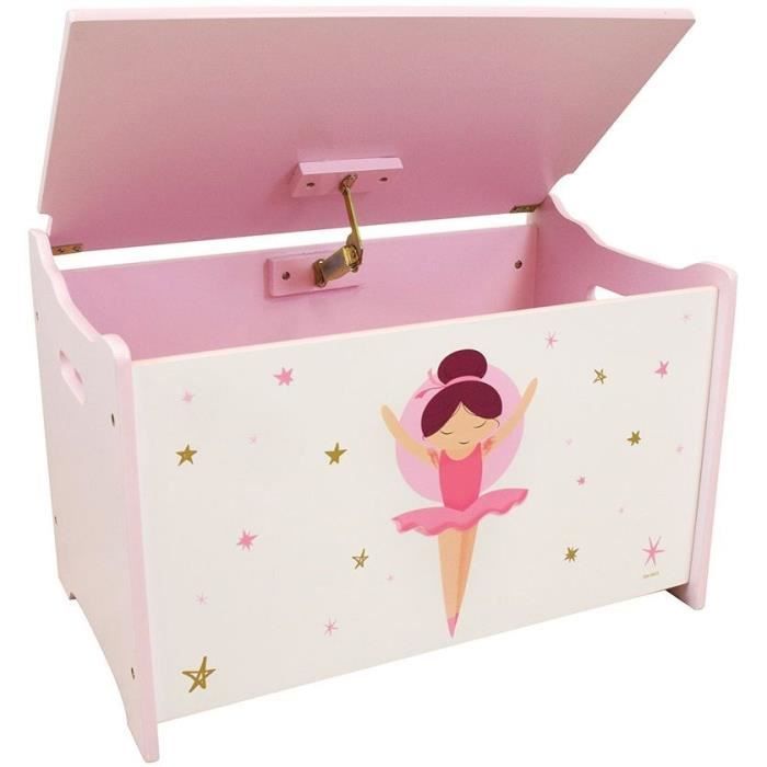 Wooden toy box - ballerina dancer - Fun House - H.40 x L.58 x D.36 cm