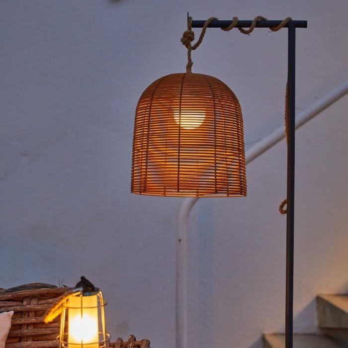 Nomad suspension - LUMISKY - HANG BOHEME - H35 cm - Polyrattan with rope - Warm white and dimmable white LED