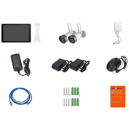 2 Wi-Fi Cameras + NVR Screen Kit - LINK2HOME - 3MP, Smart Detection, 10.1 LCD Screen
