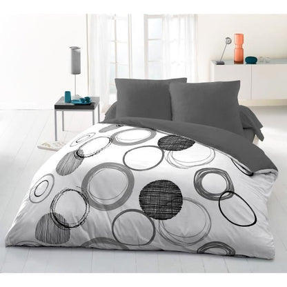 Darace microfibre duvet set - 1 duvet cover 220 x 240 cm + 2 pillowcases 63 x 63 cm - light gray