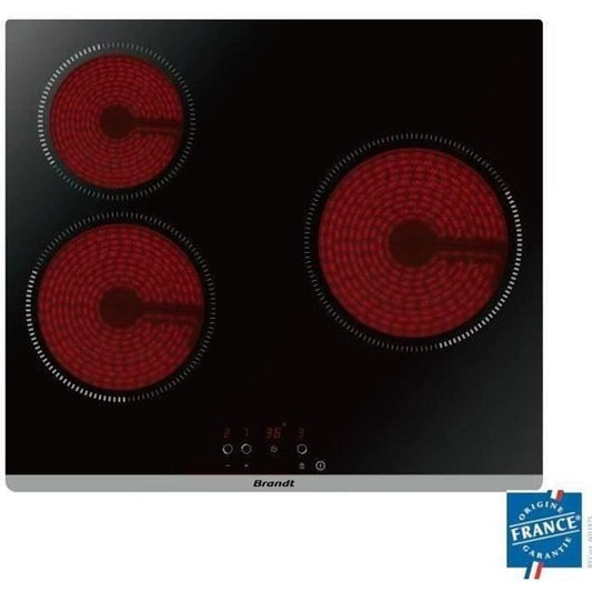 BRANDT BPV6320 - Ceramic hob-3 zones-5300W-L60cm-Glass coating-Black