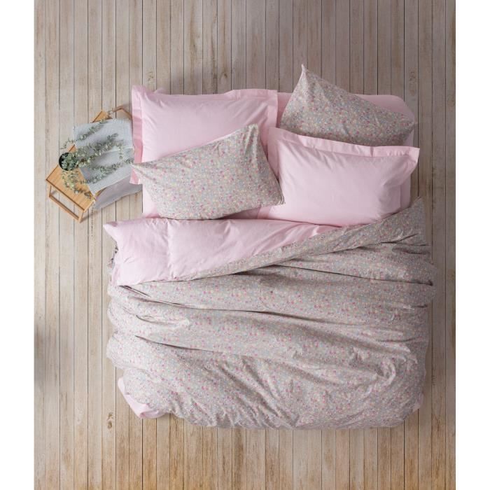 Bedding set - 1 duvet cover 220 x 240 cm + 2 pillowcases 60 x 60 cm - 100% cotton - Pink
