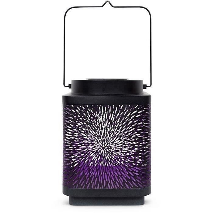 Solar lantern - GARDEN ID Attract - Mauve 16 x 16 h23 cm - 6 to 8 hours autonomy - Mobile - On/off button.