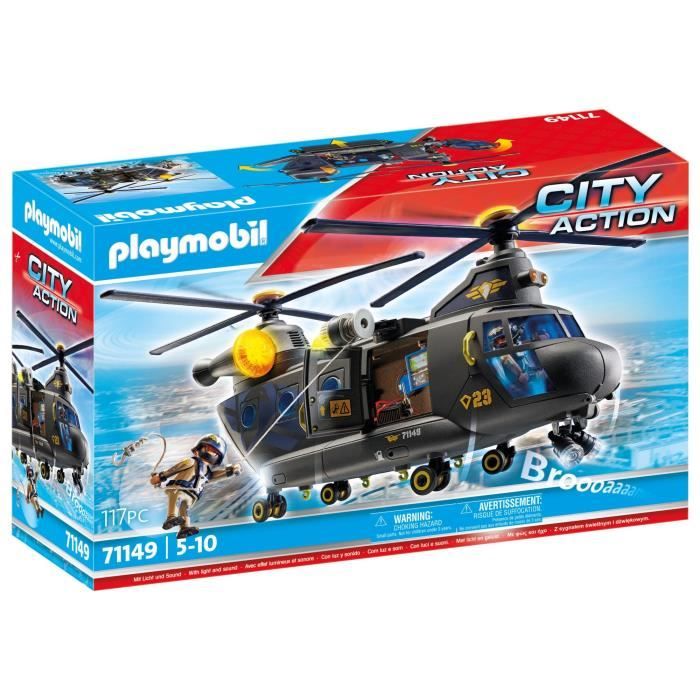 PLAYMOBIL 71149 Special Forces Transport Helicopter - Police Officers - City Action - Elite Unit