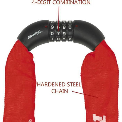 MASTER LOCK Bicycle Chain Lock [Combination] [90 cm Chain] [Red] 8392EURDPROCOLR