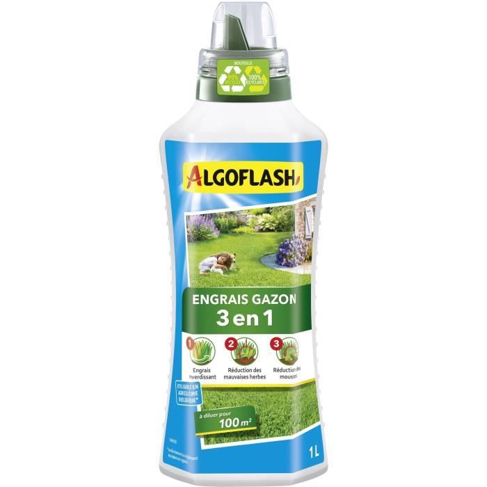 3 in 1 Liquid Lawn Fertilizer - Algoflash - Concentrate 1 L