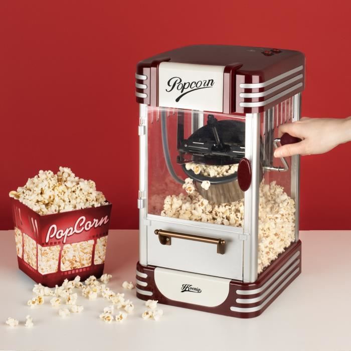 Popcorn machine - HKoeNIG - Retro design - Capacity 50g - Interior light