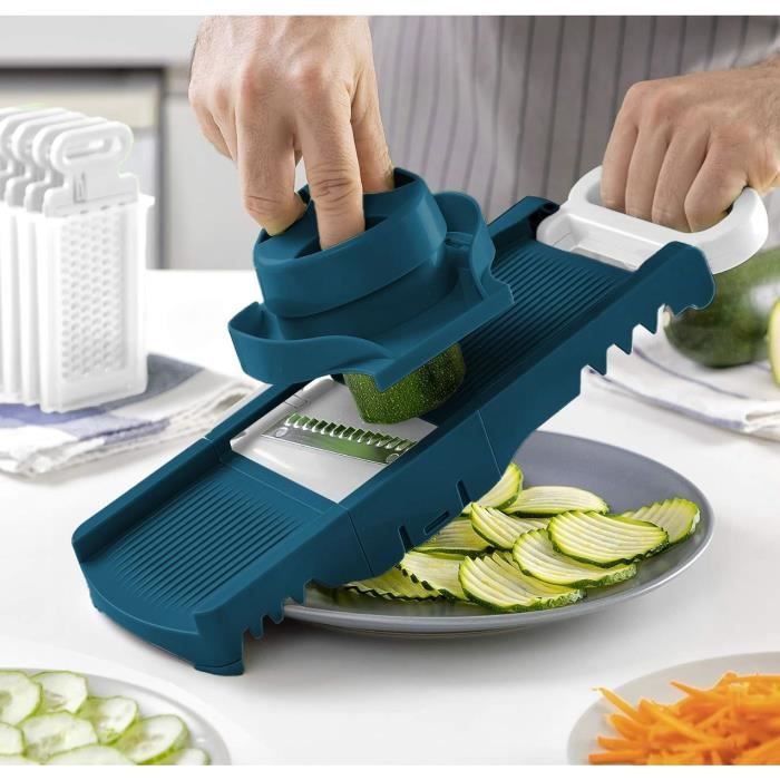 Foldable mandolin - ARTHUR MARTIN - AMM530 - 6 in 1 - 3 grater blades and 3 vegetable cutting blades - Stainless steel