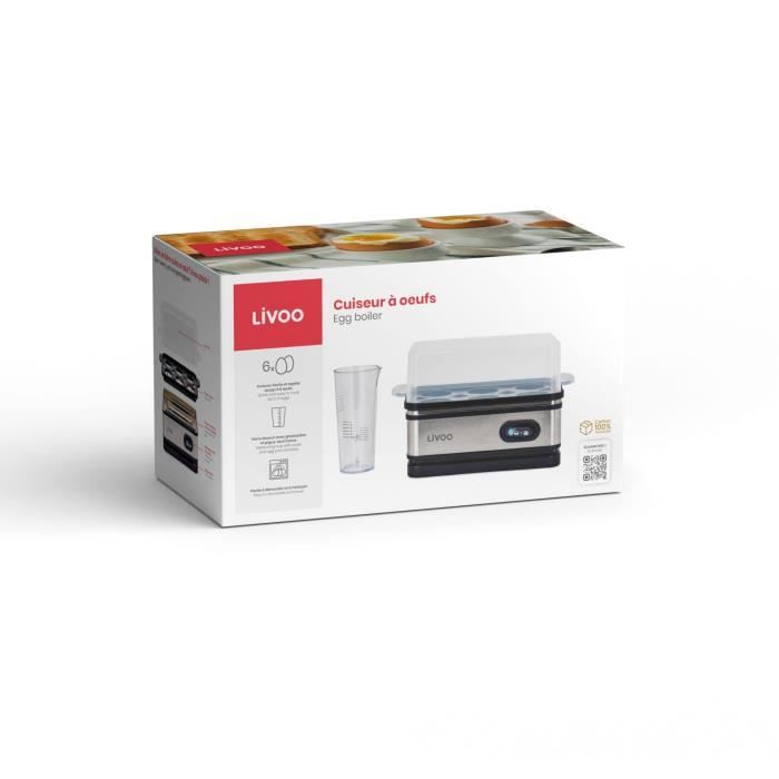 Egg cooker - LIVOO - DOC290 - 400W - 6 eggs - Stainless steel - Keep warm - Egg holder, lid and measuring cup