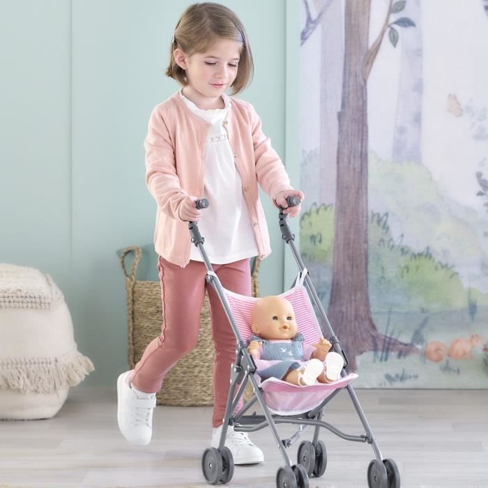 Baby doll accessory - COROLLE - Pink stroller for 30, 36 and 42cm baby dolls - From 3 years old