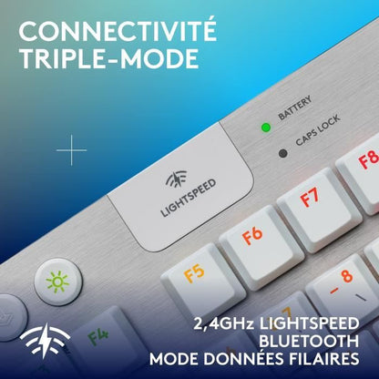 Gaming keyboard - wireless - Logitech G - G915 TKL X - Tactile switch - AZERTY - White