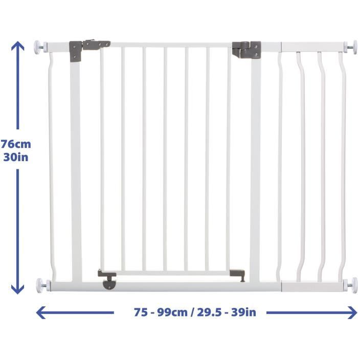 Safety barrier and 18 cm extension - DREAMBABY - LIBERTY - 1 barrier + 1 extension - 93-99 cm - White