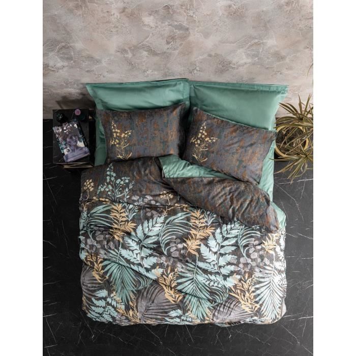 Bedding set - 1 duvet cover 220 x 240 cm + 2 pillowcases 60 x 60 cm - 100% cotton satin - Mint