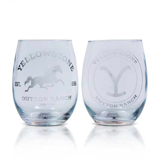 Yellowstone Dutton Ranch 20-Ounce Stemless Wine Glasses | Set of 2