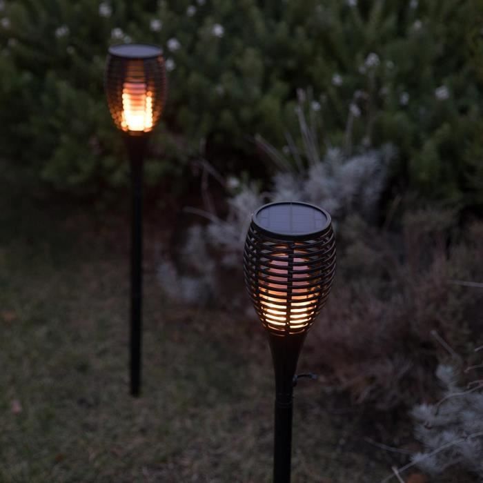 LUMI GARDEN Set of 2 Maity Sun mini solar torches - Flame effect - LED - H 70 cm - Warm white