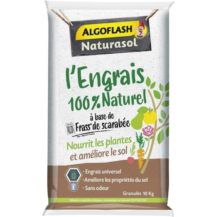 Full 100% natural fertilizer based on scarab fass - Algoflash Naturasol - 10 kg