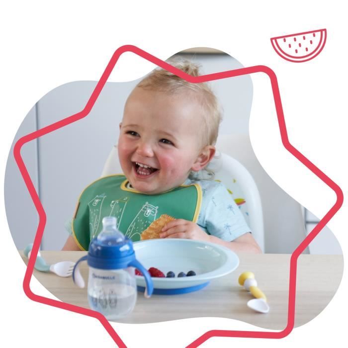 Badabulle Set of 3 non-slip and unbreakable plates, 12m+