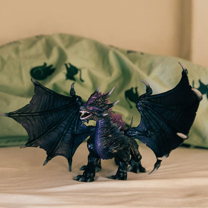 Dark Dragon Figure - Ultra-Realistic and Durable Toy Dragon with Movable Wings - Gift for Boys and Girls Ages 7