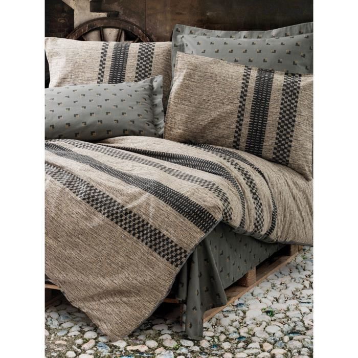 Bedding set - 1 duvet cover 220 x 240 cm + 2 pillowcases 60 x 60 cm - 100% cotton - Brown