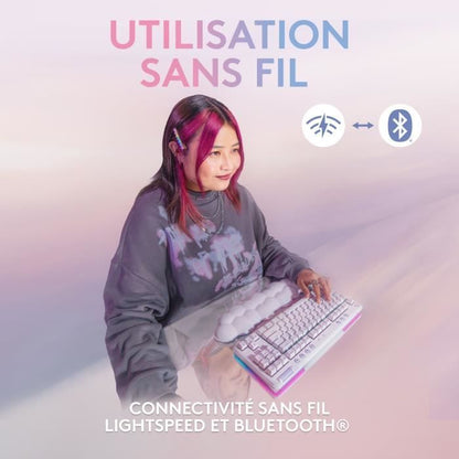 Logitech G - Gaming Keyboard - G715 Mechanical Wireless Tactile (GX Brown) with Wrist Rest - White Mist