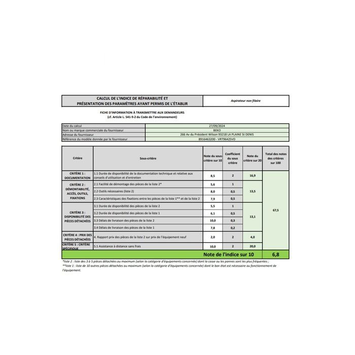 BEKO VRT96425VD - Broom vacuum cleaner with charging and emptying station - 60 min battery life - EPA E12 filter - 150 AW