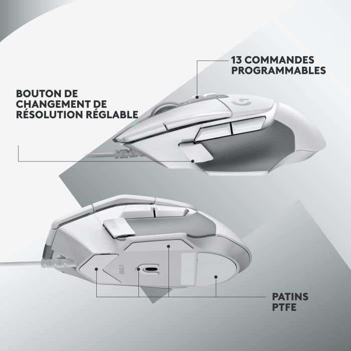 Logitech - G502 x wire gaming mouse - lightForce hybrid -mechanical hybrid primary buttons, Gaming Hero 25K - White sensor