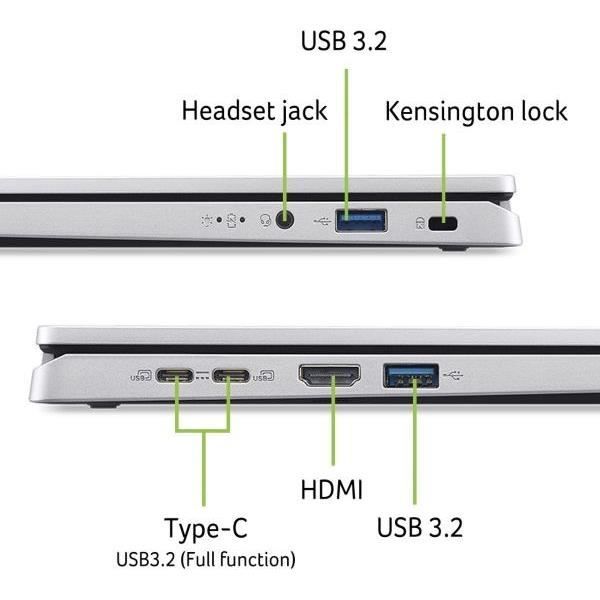 ACER Aspire AG14-71P-73BF Laptop PC - Windows 11 - 14'' WUXGA IPS - Intel Core i7-13620H - 16GB RAM - 1TB SSD - UHD Graphics - AZERTY