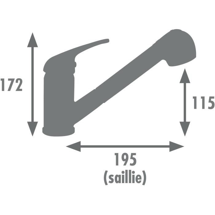 Sink Mixer Tap - BAGO - Pull-Out 2-Jet Spray - Matte Black - Classic Design - Easy Installation