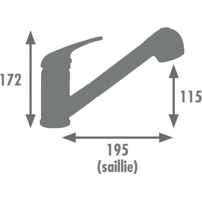 Sink Mixer Tap - BAGO - Pull-Out 2-Jet Spray - Matte Black - Classic Design - Easy Installation