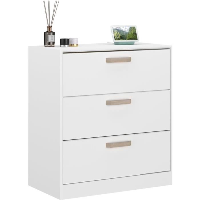 DREAM 3-drawer chest of drawers - Particle board - White decor - L79.7 x H87.8 x D43.8 cm