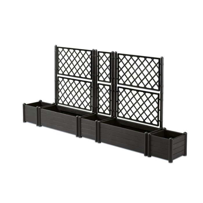 STEFANPLAST Rectangular flower box with trellis - Wood finish - 100 x 43 x H 142 cm - 80 L - graphite