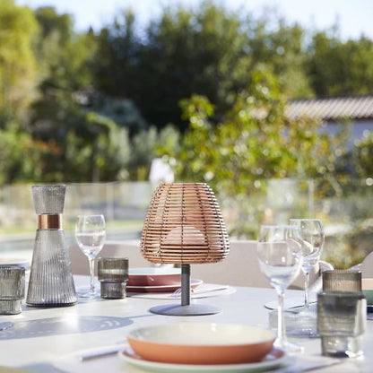 Cordless table lamp - LUMISKY - BOHEME - H25 cm - Natural rattan - Warm white and white LED