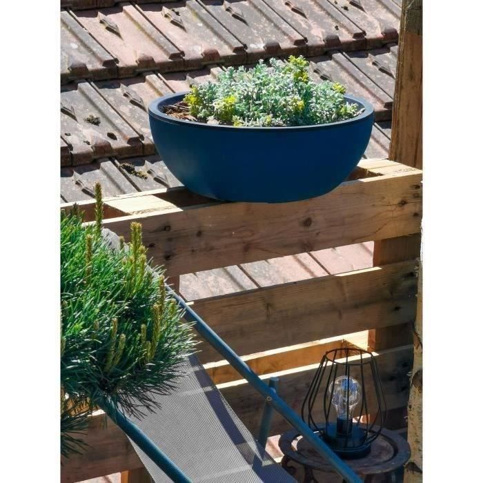 RIVIERA COUPE GRANIT round flower box - Plastic - Diameter 40 cm - Blue