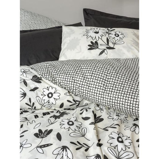 Bedding set - 1 duvet cover 220 x 240 cm + 2 pillowcases 60 x 60 cm - 100% cotton - Black