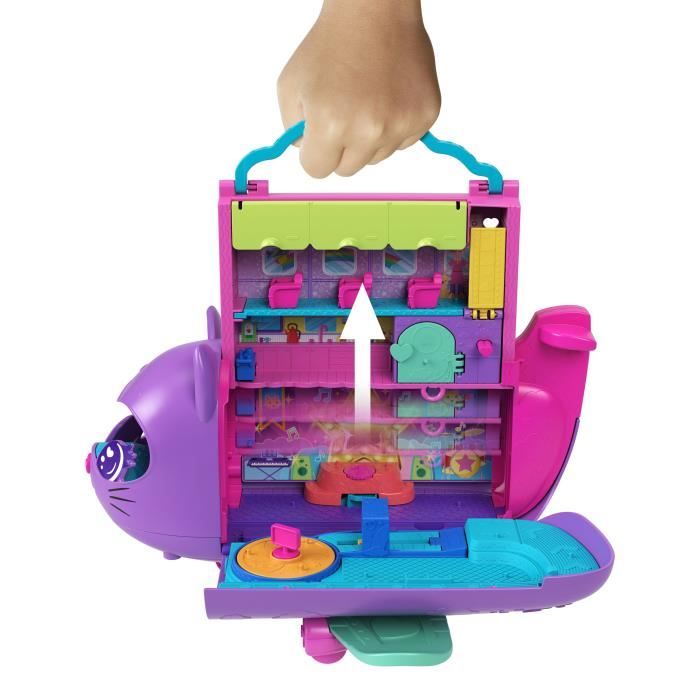 Polly Pocket-Transforming Kitten Airplane-Box with 2 Mini-Figures HWP19