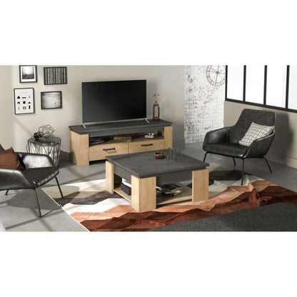AUSTIN square coffee table - Hamilton and Sidewalk oak decor - L 80 x D 80 x H 37.2 cm - DEMEYERE