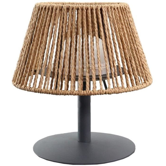 Cordless table lamp - LUMISKY - STANDY MINI RAFFY - H22 cm - Natural raffia - Warm white and white LED