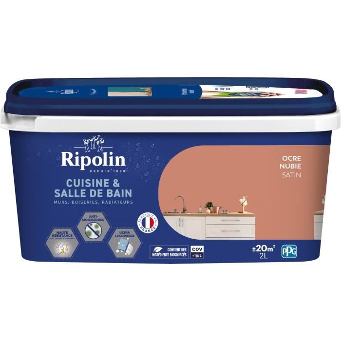 Paint for walls, woodwork, ceilings, radiators - RIPOLIN - Kitchen and bathroom - 2 L - Ochre Nubie