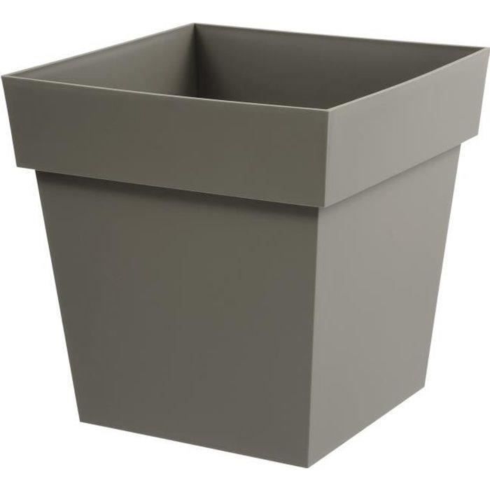 Eda Tuscan square flower pot - 39 x 39 x H 39 cm - 38 L - Taupe