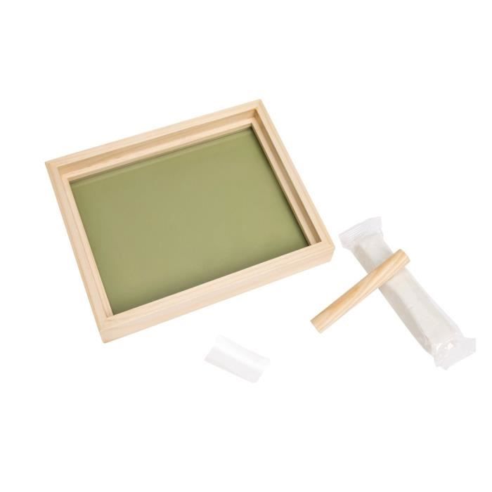 Baby Art Pure Frame - Frame Kit with Play Dough and Natural Pine Wood Frame, Roller, Reversible Back Panel (Green/Orange)
