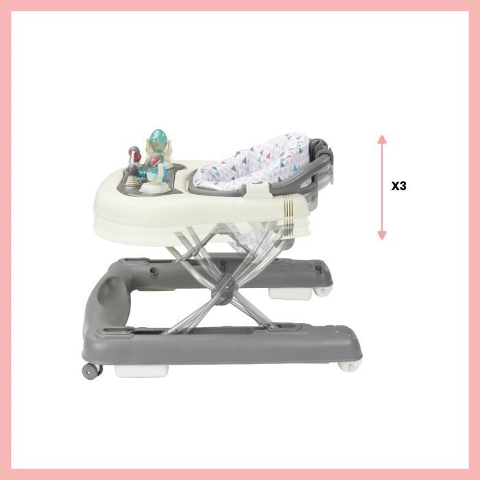 BABYMOOV Baby Walker-Pusher - Scalable - Compact folding - Musical, Zinc