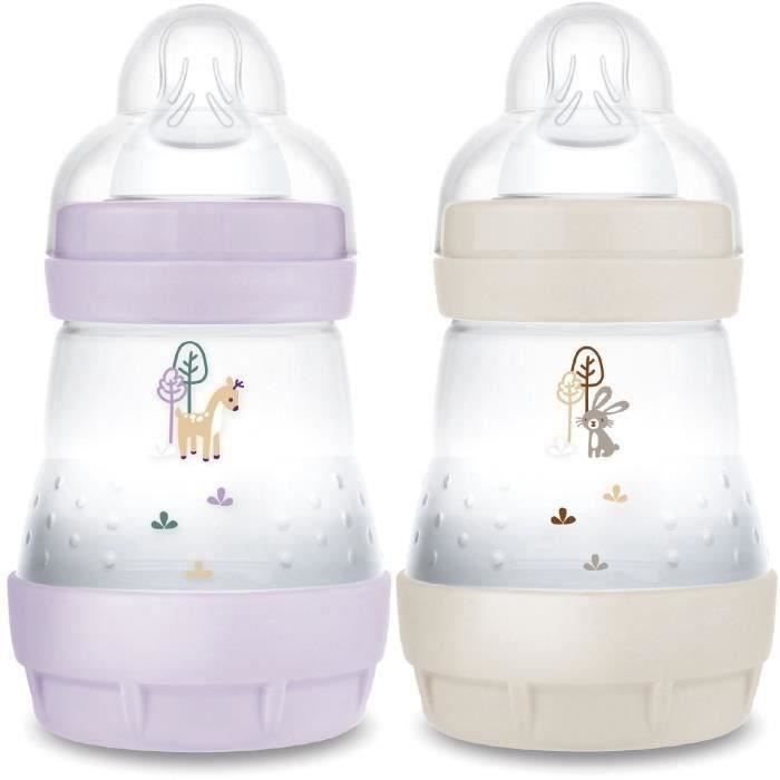 Set of 2 Baby Bottles - MAM - Easy Start - Anti-colic - 160 ml - Teat flow 1 - Lilac + Sand