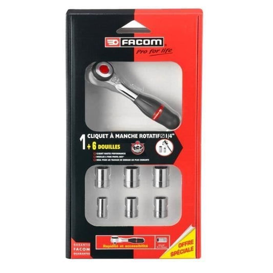 3/8 click 360 ° Facom rotary round - J.360PackPB (delivered with 7 sockets)