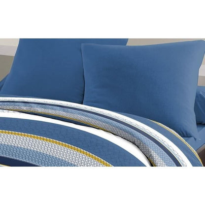 HOME PASSION STANIS microfiber duvet set - 1 duvet cover 240 x 260 cm + 2 pillowcases 63 x 63 cm - Blue